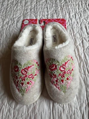 Nuevas pantuflas Kooba talla S 5-6 gris jaspeado bordadas corazón imitación piel suela gruesa Foto 1 de 4