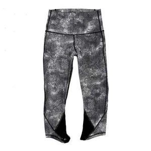 Lululemon Cropped Leggings Geometric Print Mesh Detail Size 6 - Picture 1 of 7