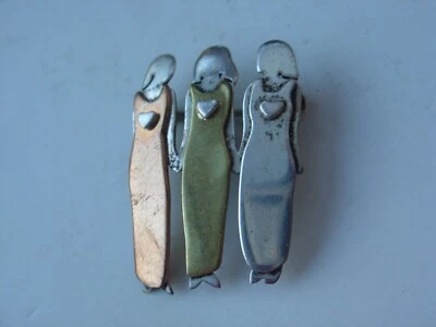Prendedor vintage de latón cobre plata esterlina FarFetched Sisters Foto 1 de 3