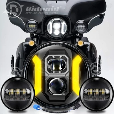 Faro antiniebla LED 7" DRL y señal de giro para Harley Davidson Touring Road King Foto 1 de 4