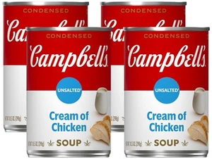 Campbell’s Condensed Unsalted Cream of Chicken Soup 🍲10.5 oz (Pack of 4) - Picture 1 of 6