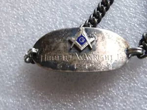 Old WWII Era Sterling Silver Mason Masonic United States Military ID Bracelet - Picture 1 of 6
