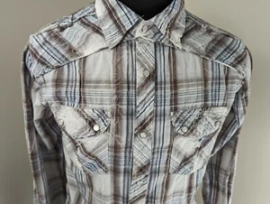 Buckle BKE Mens Slim Fit Pearl Snap Western Long Sleeve Plaid Shirt Medium - Picture 1 of 5