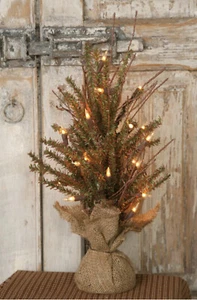 Albero di Natale da tavolo 18" in abete tedesco pre illuminato. 20 luci. Albero decorativo - Foto 1 di 1