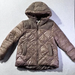 UGG Puffer Jacket Womens L Brown Koolaburra Hooded Ful Zip Quilted Solid - Picture 1 of 12