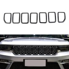 7pcs Front Grille Trim Ring Insert for Jeep Grand Cherokee 21-24 Carbon Fiber