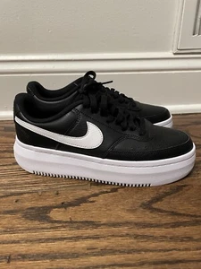 Size 9.5 - Nike Court Vision Alta Black White W - Picture 1 of 6