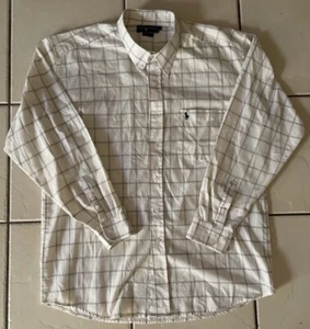 Camisa Para Hombres Ralph Lauren Crema/Negro Rayas Manga Larga Con Botones Talla 17-34 - Imagen 1 de 11