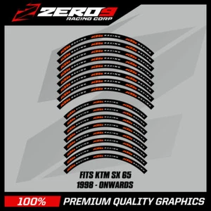 Calcomanías de llanta KTM SX 65 14""/12"" MX para gráficos de motocross negras/ora - Imagen 1 de 1