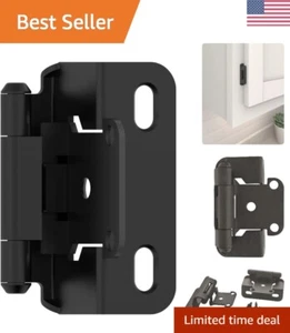 Heavy-Duty Matte Black Steel Cabinet Hinge - 2 Pack - Self-Closing - Picture 1 of 10