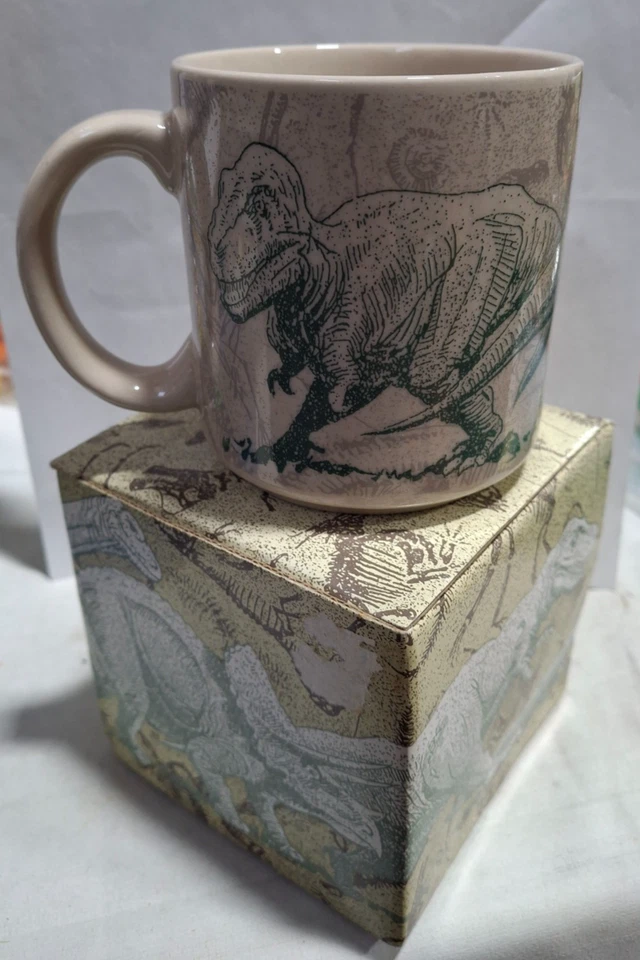 Taza cerámica dinosaurio Charpente T-Rex vintage nueva en caja Foto 1 de 1