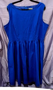 Abito midi Lindy Bop blu senza maniche misto cotone nuovo con etichette TAGLIA UK 22 US 18 - Foto 1 di 10