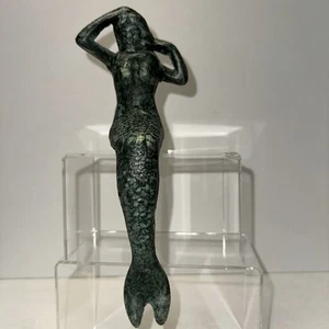 Cast Iron Nautical Mermaid Shelf Sitter Figurine Statue Beach Home Garden 9” - Picture 1 of 6
