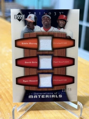 2005 Upper Deck Trilogy Eddie Murray David Ortiz Ryan Howard Triple Jersey /50 - Image 1 of 3
