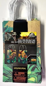 Jurrasik World Dinosaur Party Bags Pack of 8 Bags NEW Create Ur Own Kraft Bags - Picture 1 of 2