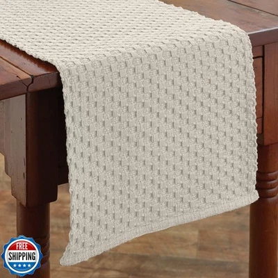 Park Designs Cream Chadwick Braided Farmhouse Table Runner 36 Inch | 13x36 Ru - Image 1 of 4