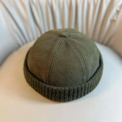 Gorra Docker de Lona Verde Militar Sombrero Miki Puño Acanalado Correa Ajustable Foto 1 de 4