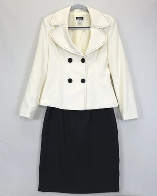 Traje Falda Metrostyle Mujer 8 Crema Blazer Negro Lápiz Chaqueta de Carrera Clásica Foto 1 de 4