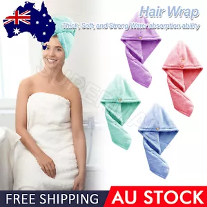 Fast Dry Hair Towel Soft Drying Turban Bath Head Wrap Hat Spa Cap for Women OZ - Picture 1 of 15