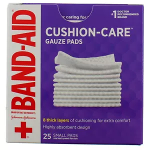 Band-Aid Cushion Care Small Gauze Pads Highly Absorbent 2in x 2in 25 Ct 12 Pack - Picture 1 of 6