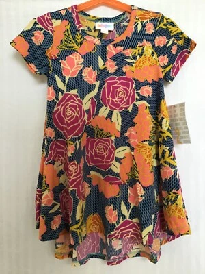 🌹NUEVO CON ETIQUETAS Vestido LuLaRoe Scarlett Swing Talla 2 Azul Marino Floral Rosas Flores Azul Marino Foto 1 de 3