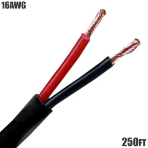 250FT 16 Gauge Speaker Wire Cable Home Audio 2 Conductor Pure Copper CL2 Black - Picture 1 of 1