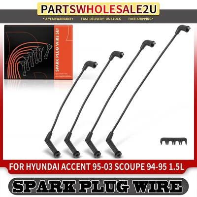 Juego de 4 cables de bujía para Hyundai Accent 1995-2003 Scoupe 1994-1995 L4 1,5 L Foto 1 de 4