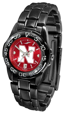 Nebraska Cornhuskers Ladies Women AnoChrome Fantom Black Sport Watch & Scarf Cover
