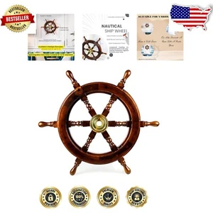 Authentic 20" Nautical Ship Wheel in Dark Rosewood - Perfect for Stylish Decor - Picture 1 of 11