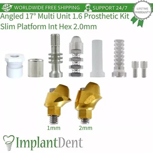 1X Angled 17° Multi Unit 1.6 Dental Prosthetic Slim Platform Int Hex 2.0mm Kit - Picture 1 of 9