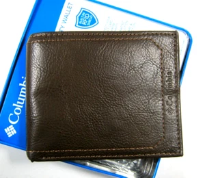 Columbia Mens Bifold Leather Wallet RFID Security Brown 31CP220006 - Picture 1 of 6