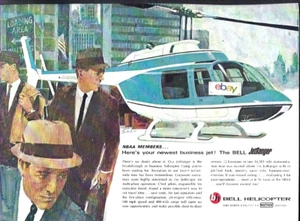 BELL HELICOPTER TEXTRON JETRANGER HELICOPTER SEATS 5 TURBINE BIZ JET 1966 AD - Bild 1 von 1