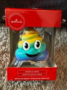 Hallmark Rainbow Sparkle Swirl Christmas Ornament Poop Emoji NEW in Box Smiling - Picture 1 of 2
