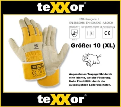 >>Preishit<< Texxor Schweinsvollleder Arbeitshandschuhe 1140 "Nashorn" Gr.10 - Bild 1 von 2