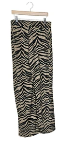 Iman Palazzo Pants Pull-On Slinky Zebra Print Wide Lined Boho Office Mob Wife - Picture 1 of 7