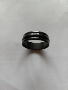STAINLESS STEEL FASHION RING. Black With Ridges. Size 8.5. - Picture 1 of 2