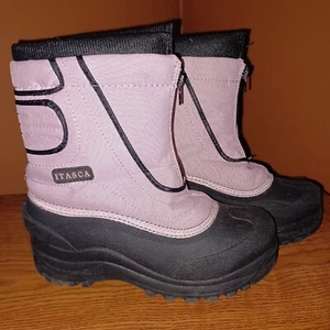Itasca Kids Snow Boots Size 5 Light Pink/Black Zipup Waterproof - Picture 1 of 7