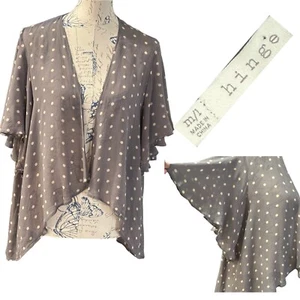 HINGE Grey Polka Dot 100% Silk Shawl Womens Sz M/L Lagenlook Cottagecore Sheer - Picture 1 of 7