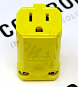 Leviton 5259-VY 15 Amperios, 125 Voltios, Conector, Hoja Recta, Grado Industrial - Imagen 1 de 8