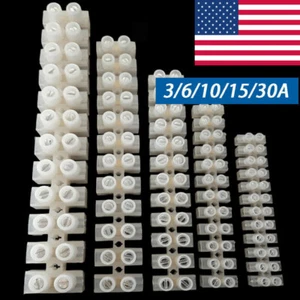 5Pcs Dual 12 Position Terminal Strip Screw Barrier Block 3A 6A 10A 15A 30A US - Picture 1 of 15
