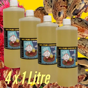 CASTOR OIL 4 Litre (4x 1L bottles) 100% PURE Cold Pressed HEXANE FREE- 4L-BULK. - Picture 1 of 3