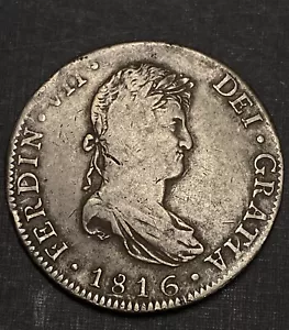 Moneda inversa de error picada recortada real de la Guerra de la Independencia de México 1816 Mo JJ 8 - Imagen 1 de 10