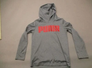 PUMA Size XS (5/6) Girls Gray Printed Lightweight Stretch Athletic Hoodie 941 - Picture 1 of 5