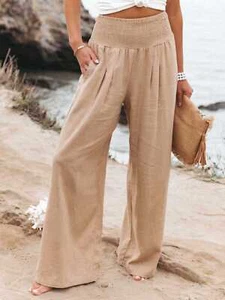 Full Size Smocked Waist Wide Leg Pants - Picture 1 of 63