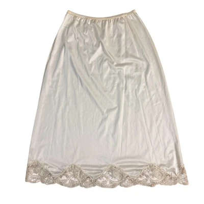 Lorraine Medio Deslizamiento Encaje Ribete Beige Rubor Nylon Longitud 27” Mujer Talla M Foto 1 de 4