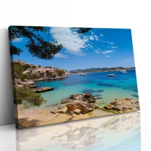 Cala Fornells Blick Mallorca Leinwand gerahmter Druck Bild Wandbild - Bild 1 von 29