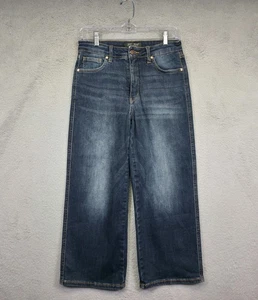 Judy Blue Jeans Womens 7/28 Blue Wide Crop Denim Barrel Baggy Dark Wash Denim - Picture 1 of 13