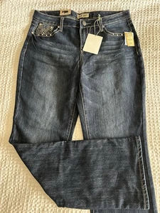 EARL JEAN SIZE 12 DENIM BLUE JEANS BLING BOOT CUT EMBELLISHED RHINESTONES - Picture 1 of 6