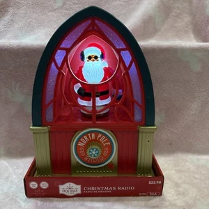 12" Holiday Time Weihnachtsmann DJ Nordpol Radio animierte musikalische beleuchtete Deko - Bild 1 von 7