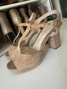 ANDREA PUCCINI Designer Sandaletten Sandalen Wildleder braun beige 36 Pumps - Bild 1 von 9